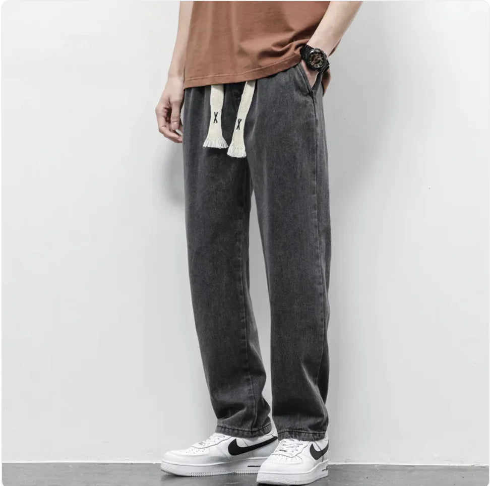 Men's Summer Wide-Leg Drawstring Jeans