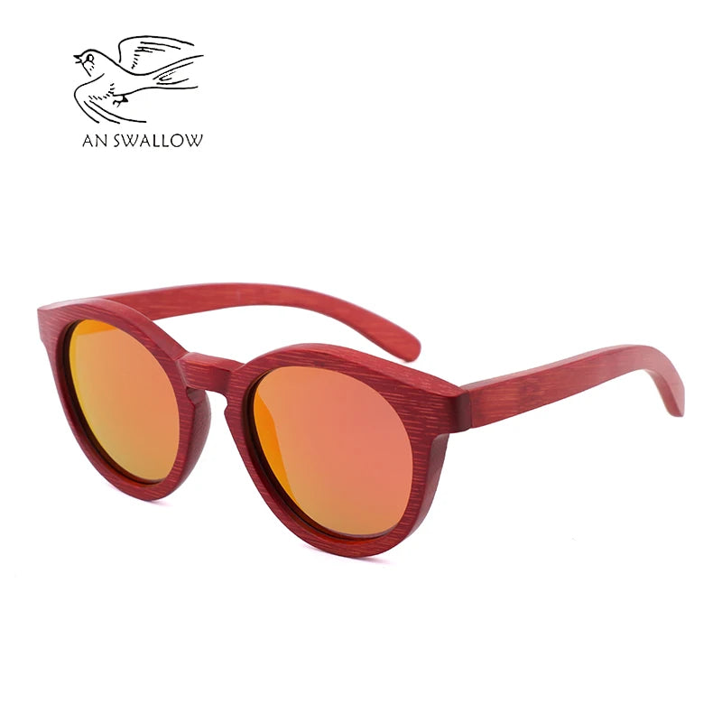 Green Environmental Protection Hand-Made Bamboo and Wood Glasses Bamboo Red Frame Sunglasses for Men and Women Driving Sunglasse