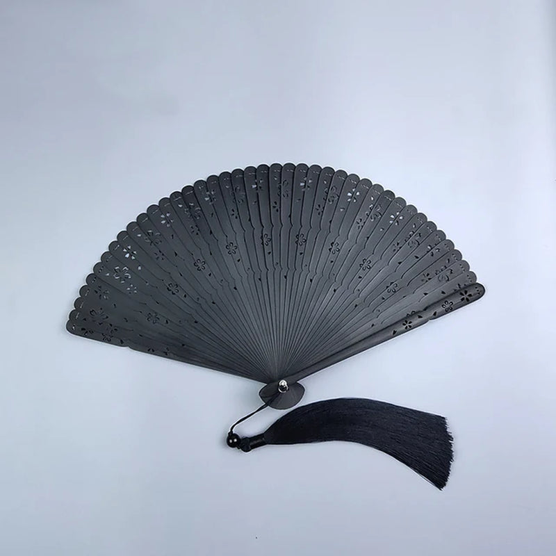 Full Bamboo Folding Fan Hollow Carving Women'S Dance Wedding Portable Fan Travel Selfie Accessories Craft Daily Home Decoration