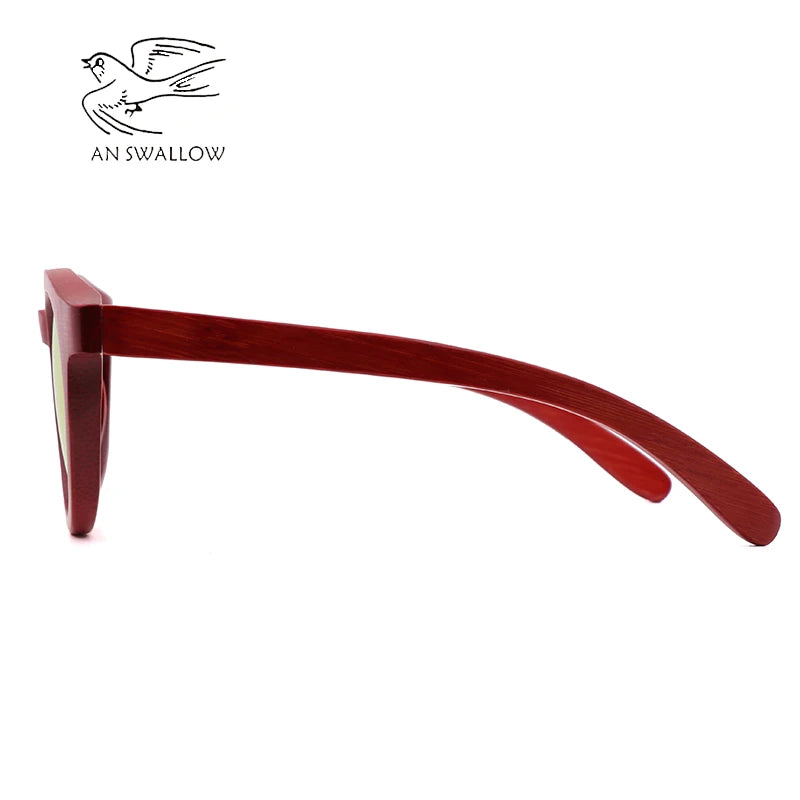 Green Environmental Protection Hand-Made Bamboo and Wood Glasses Bamboo Red Frame Sunglasses for Men and Women Driving Sunglasse