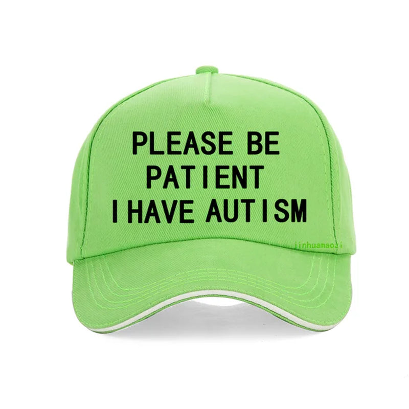 Please Be Patient I Have Autism Letter Print Baseball Caps Men Women 100%Cotton Dad Cap Summer Unisex Adjustable Snapback Hat