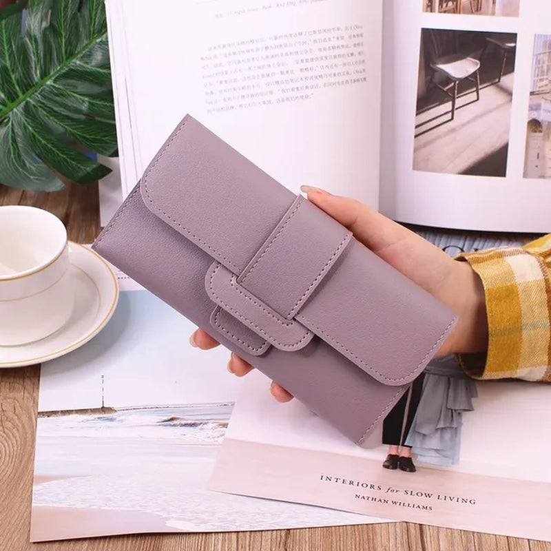 Ladies Leather Wallet Women Long Flap High-End Luxury Long Multifunctional Buckle Leather Wallet