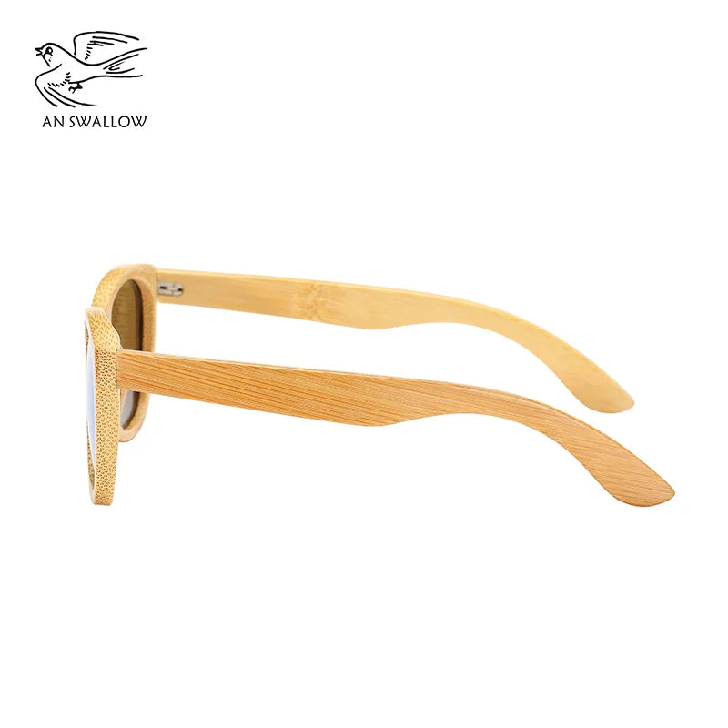 SWALLOW Real 100% Wooden Sunglasses, Polarized Bamboo UV400TAC Lens, Anti-Ultraviolet and Anti-Glare