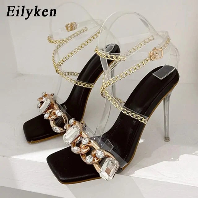 Crystal Chain Transparent Heels