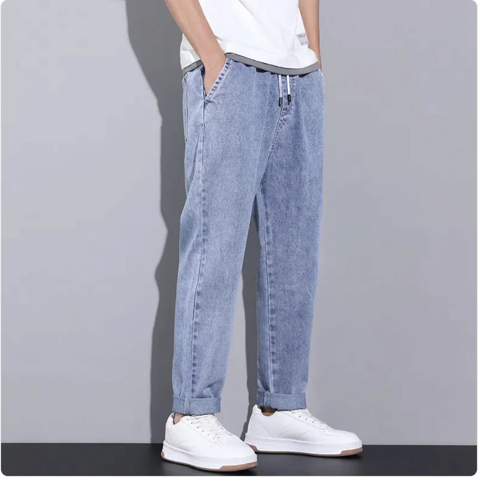 Men's Summer Wide-Leg Drawstring Jeans