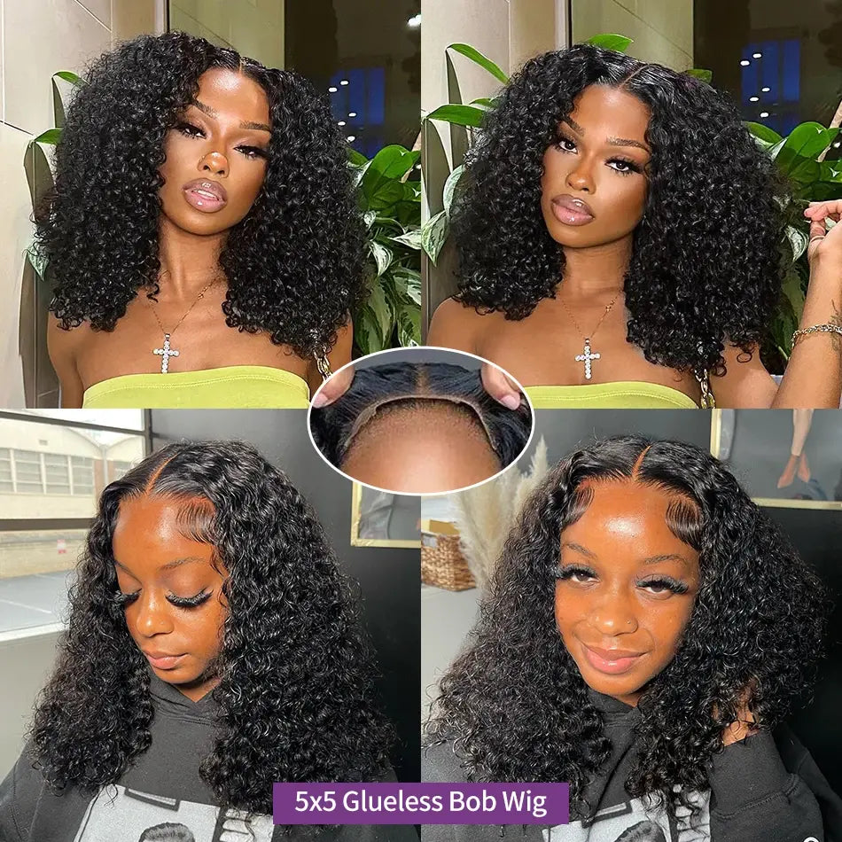 250% Density Short Deep Wave Hair Wig