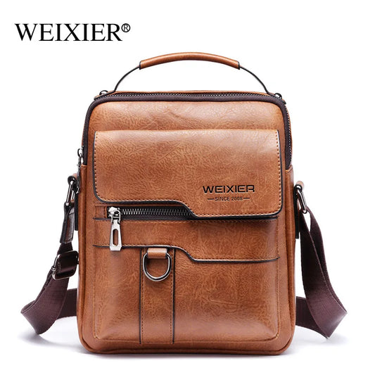 weixier messenger bag men's shoulder bag retro leather vertical handbag business men's casual leather bag men bag crossbody bags