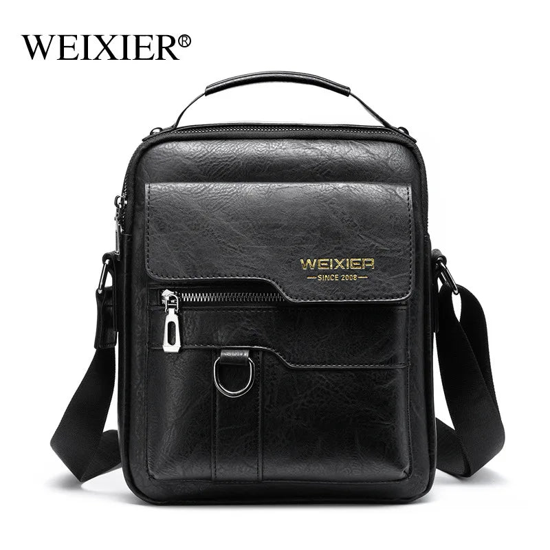 weixier messenger bag men's shoulder bag retro leather vertical handbag business men's casual leather bag men bag crossbody bags