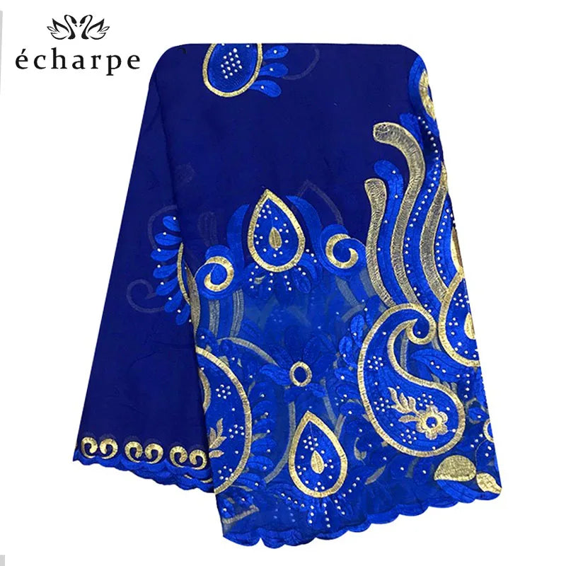 2021 Latest African Women Scarf 100% Cotton Muslim Scarf Embroidery Splicing with Net Big Size Scarf for Shawls EC229