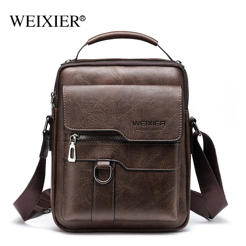 weixier messenger bag men's shoulder bag retro leather vertical handbag business men's casual leather bag men bag crossbody bags