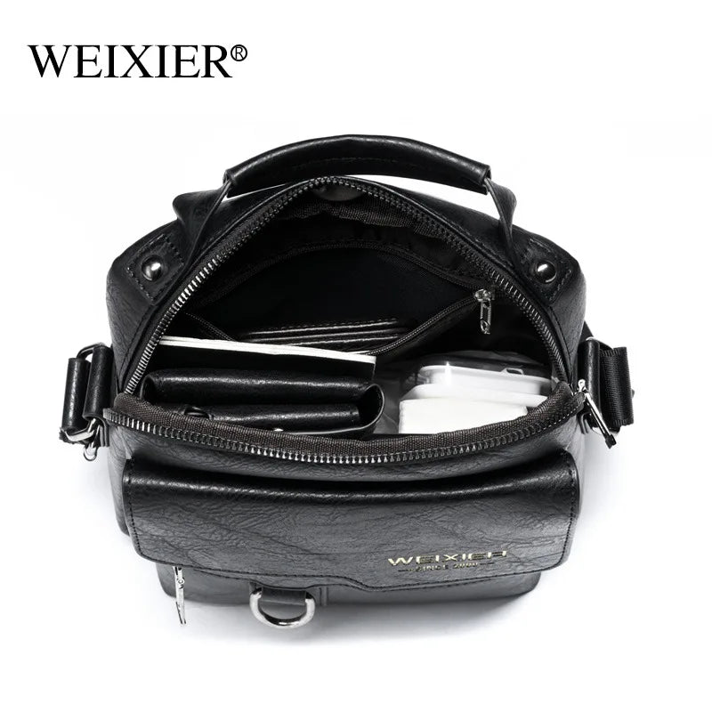 weixier messenger bag men's shoulder bag retro leather vertical handbag business men's casual leather bag men bag crossbody bags