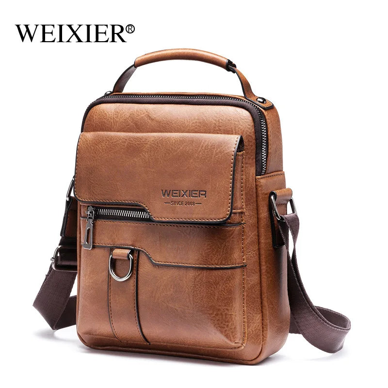 weixier messenger bag men's shoulder bag retro leather vertical handbag business men's casual leather bag men bag crossbody bags