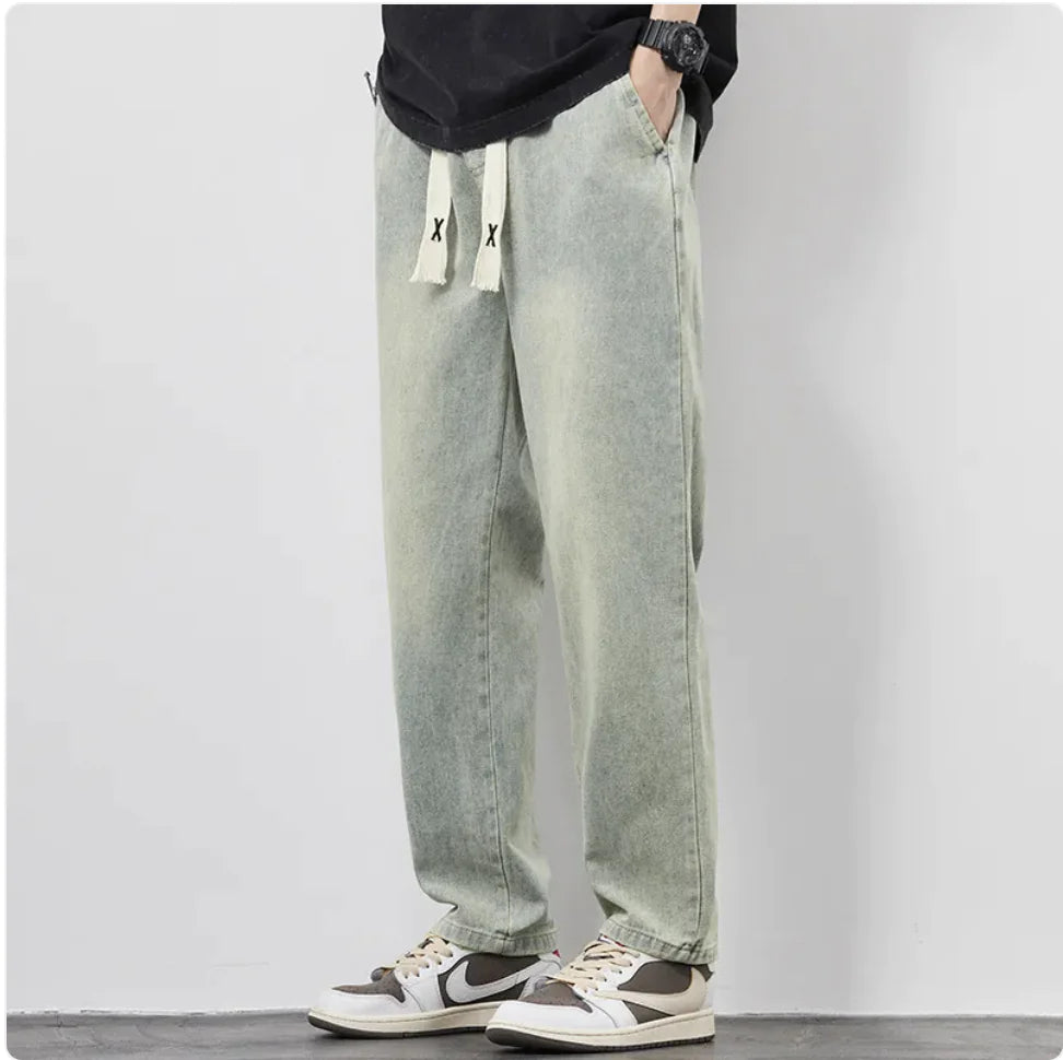 Men's Summer Wide-Leg Drawstring Jeans