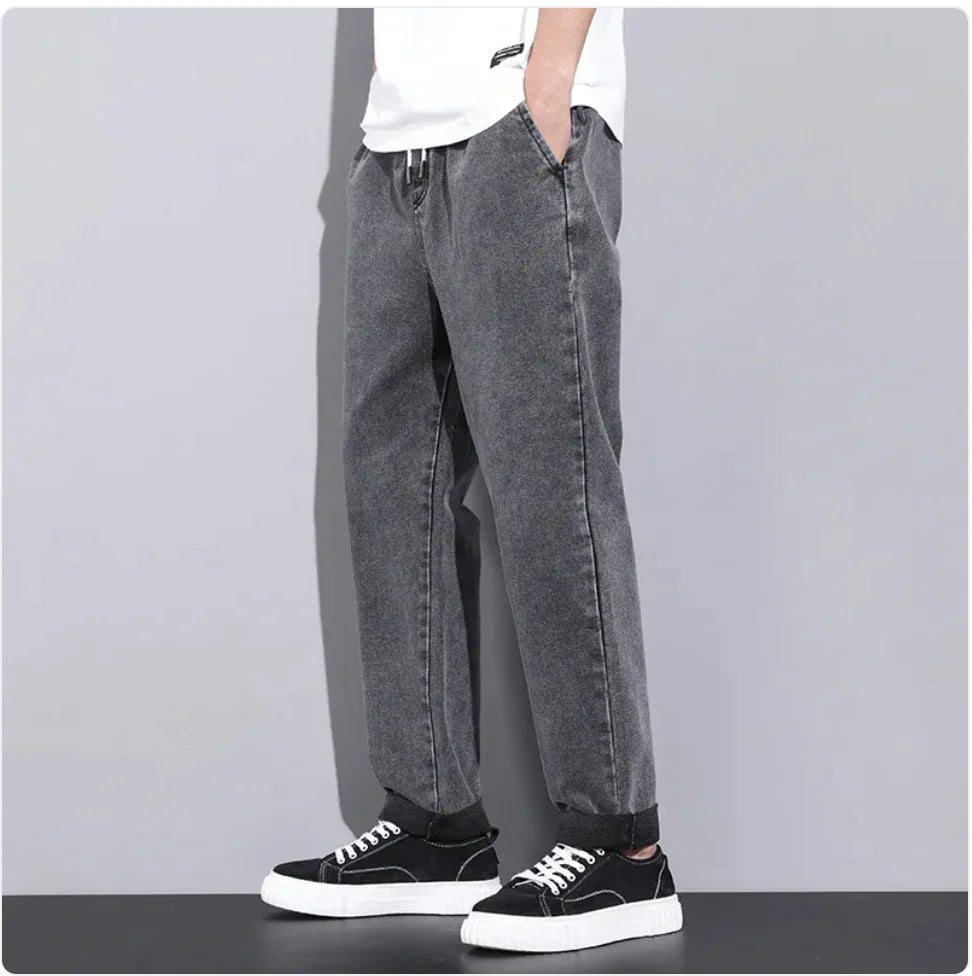 Men's Summer Wide-Leg Drawstring Jeans