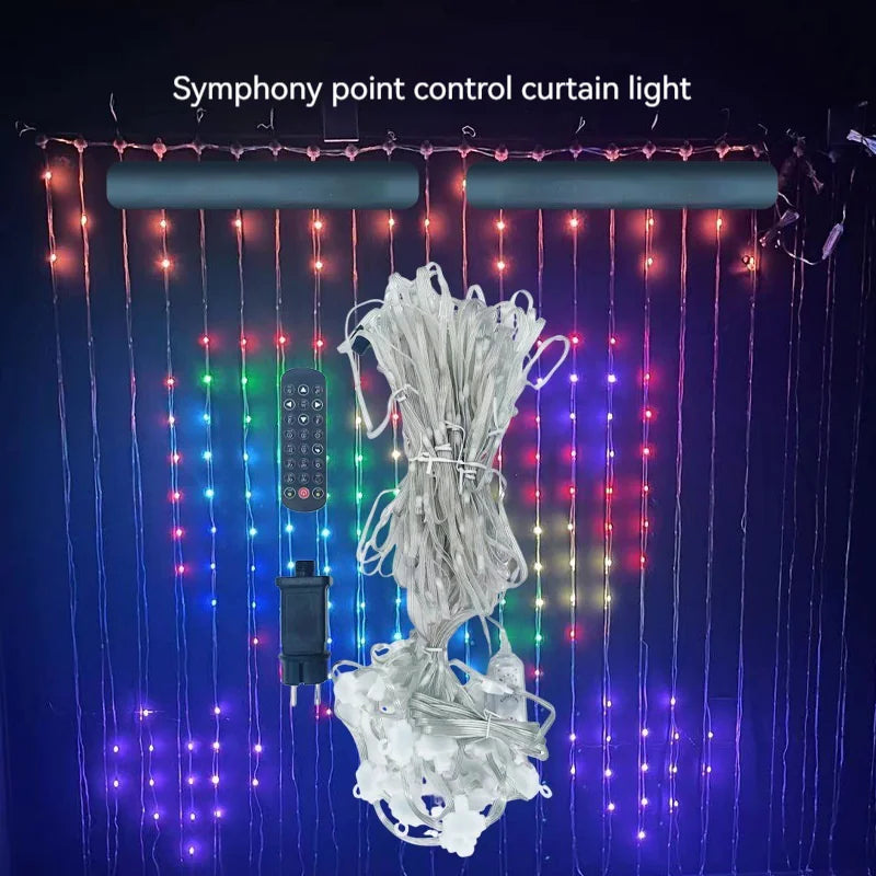 LED Bluetooth Smart RGB Curtain Lights - DIY Fairy Light Garland for Parties, Weddings, and Christmas Decor