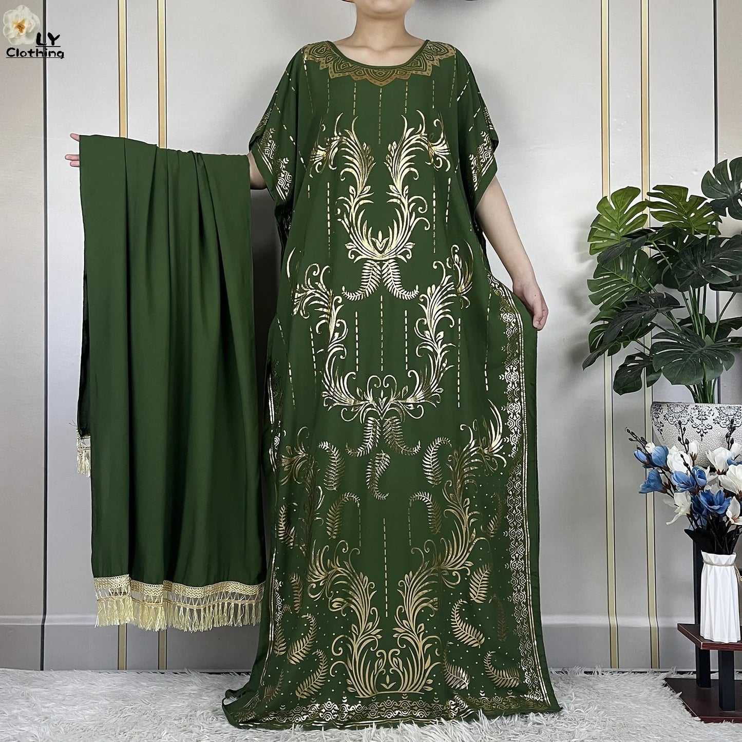 New Summer Abaya For Women Casual Short Sleeve Soft Cotton Dress Dubai Kaftan Loose Lady Maxi Islam African Dress With Big Scarf