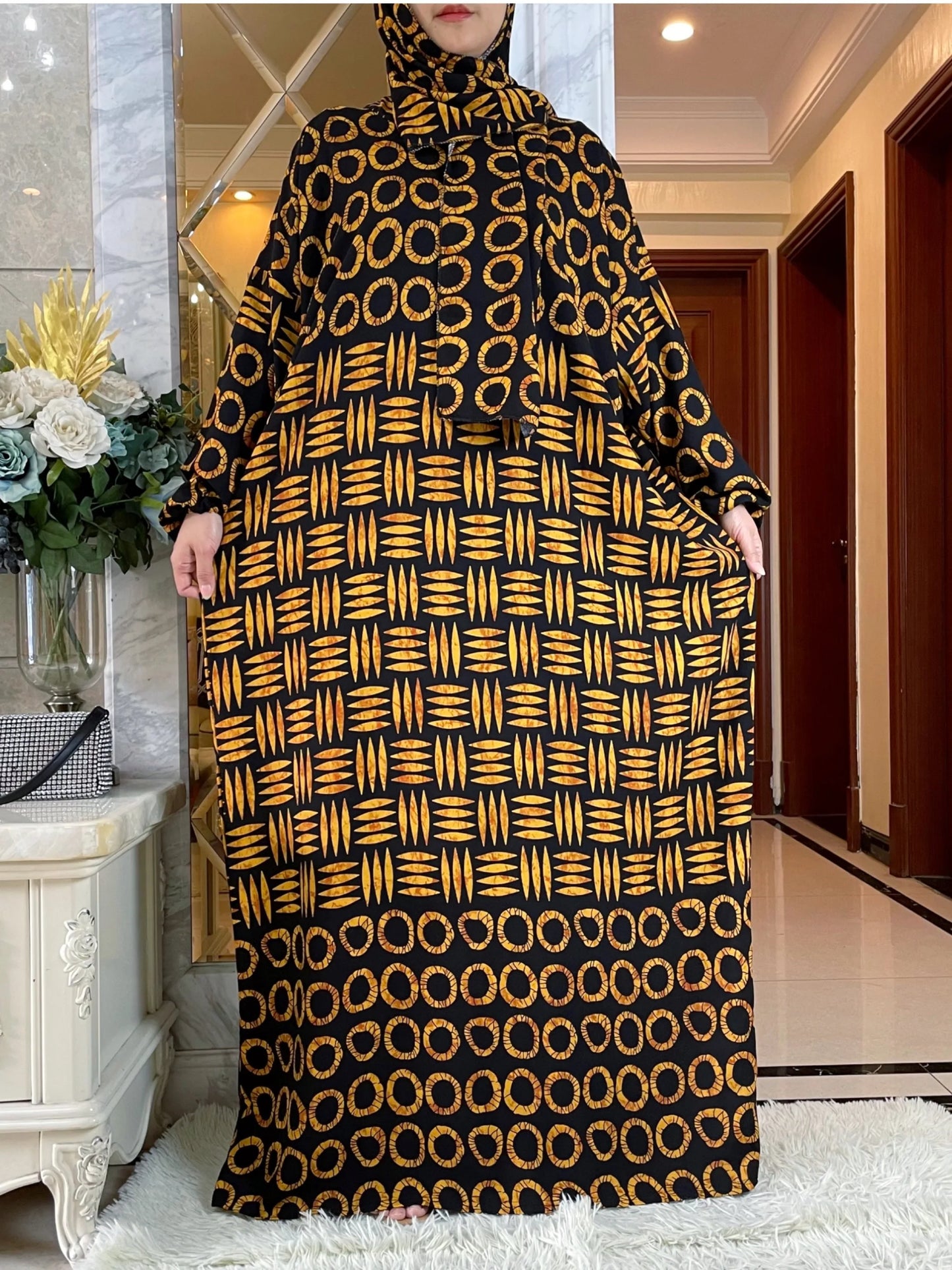 Nesw Spring Muslim Cotton Abaya Women Ramadan Prayer Dubai Turkey Middle East Femme Robe Floral Loose African Dress Turban Joint