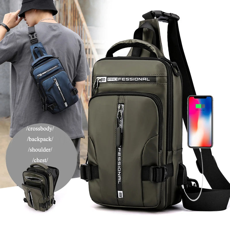 New Shoulder Crossbody Bags Men Multifunctional Backpack Shoulder Casual Chest Business Male Chest Bags Rucksack Travel Pack