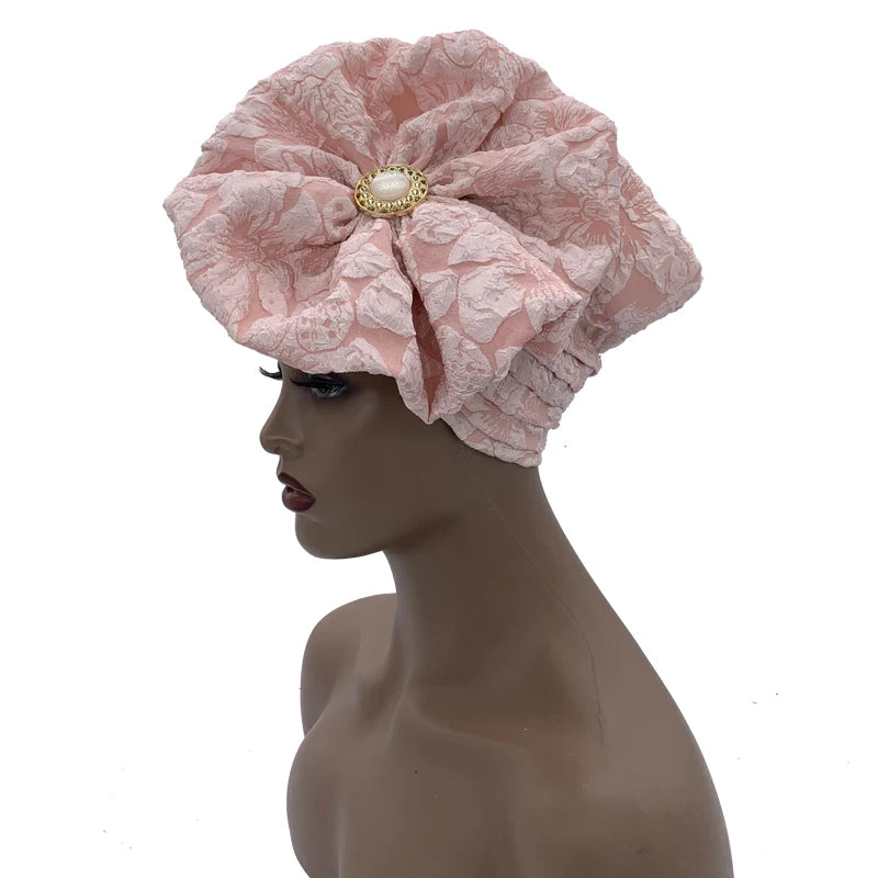 Big Flower Turban Bonnet Fashion Women's Head Wraps African Auto Gele Headties Muslim Headscarf Caps