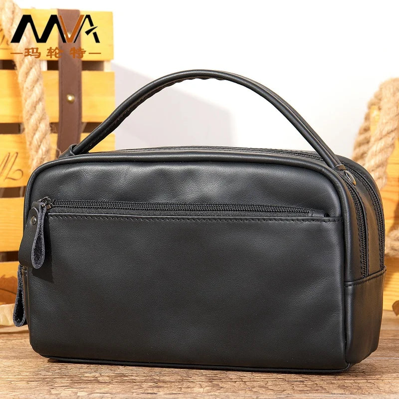 GENODERN Men's Leather Large Capacity Soft Leather Clutch First Layer Leather Handbag