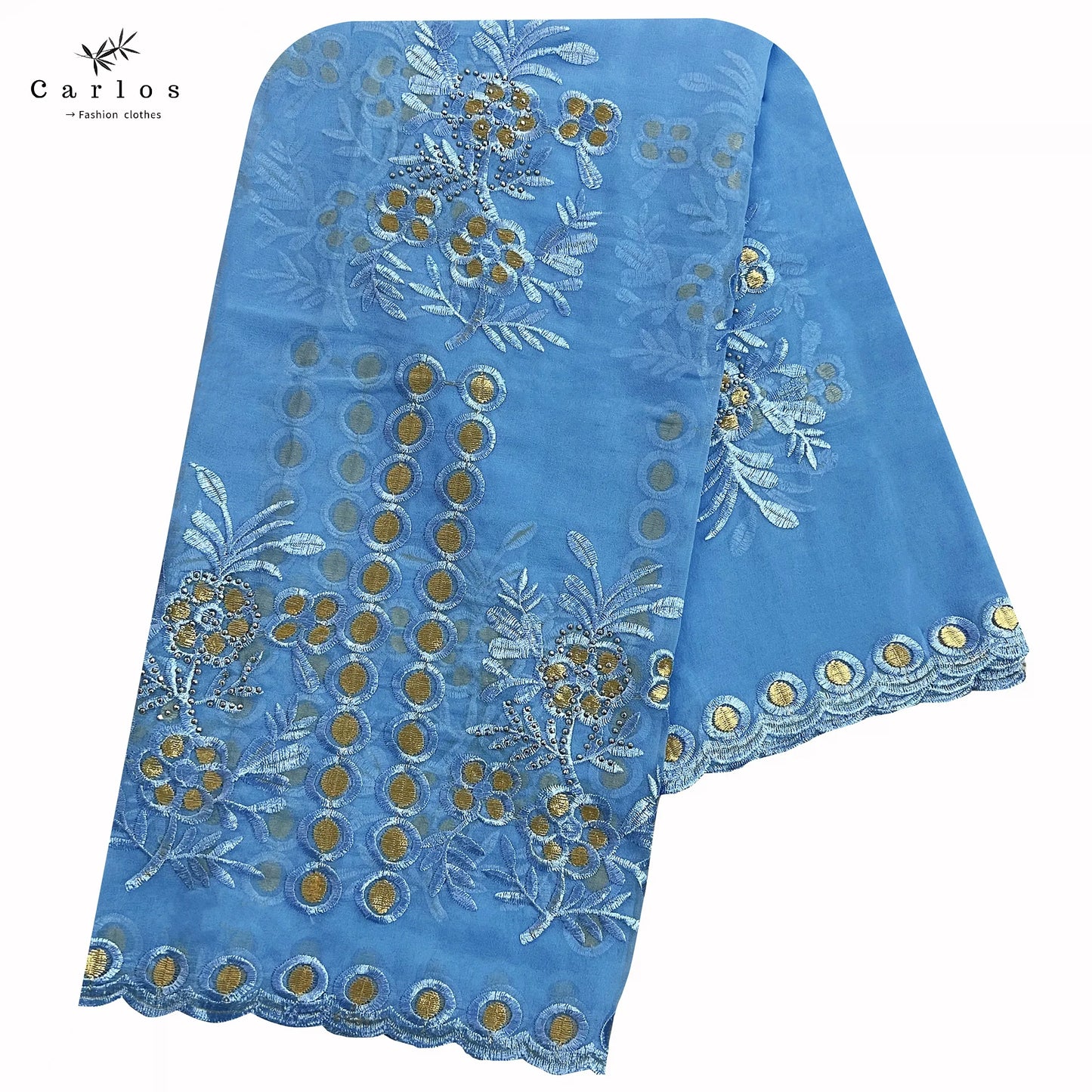 2023 Latest African Women High Quality Chiffon Material Scarf Big Circle Design Muslim Embroidery Hijab for Shawls Pashmina