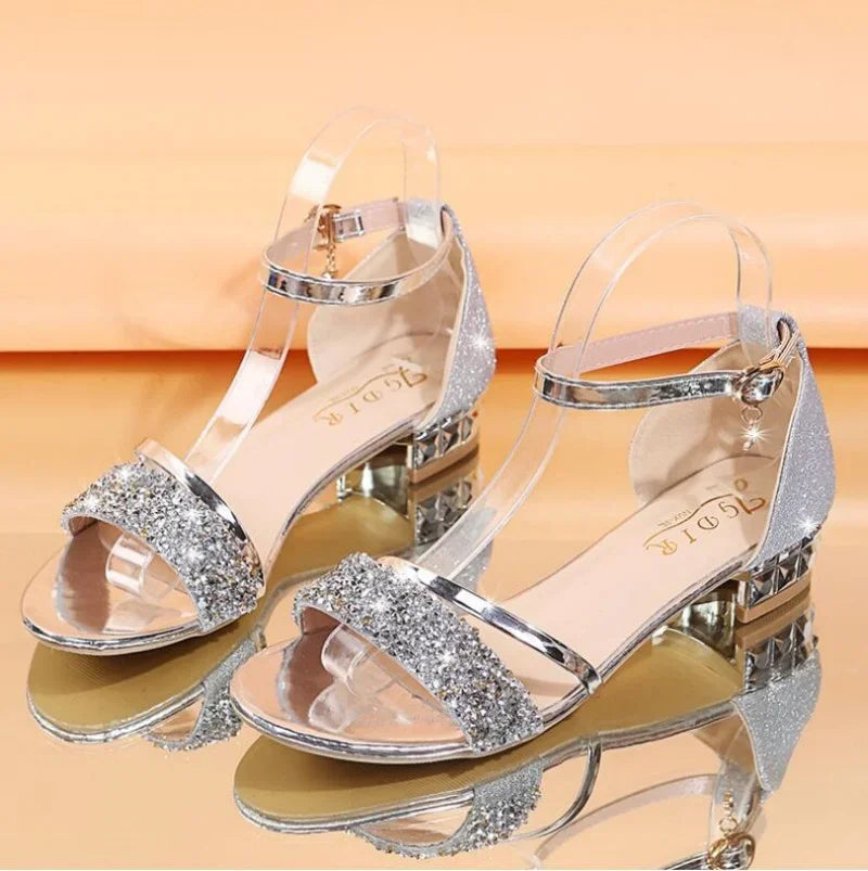 New Fashion Women's Sandals Gold and Silver Low Heel Casual Shoes Women Open Toe Summer Light Fashion Women's Shoes