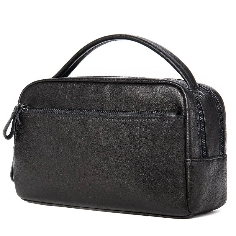 GENODERN Men's Leather Large Capacity Soft Leather Clutch First Layer Leather Handbag