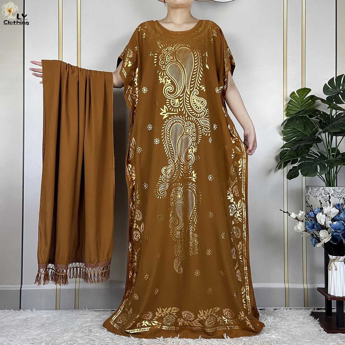 New Summer Abaya For Women Casual Short Sleeve Soft Cotton Dress Dubai Kaftan Loose Lady Maxi Islam African Dress With Big Scarf