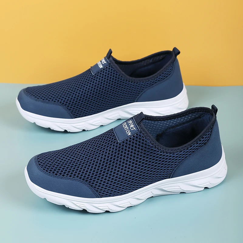 Sneakers Men Summer Casual Shoes Men Mesh Breathable Outdoor Non Slip Soft Sports Shoes Slip on Sneaker for Men Plus Size 38-46