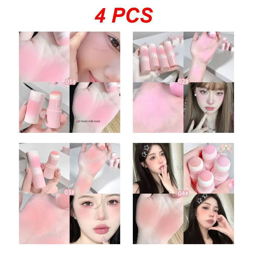 1/2/3/4pcs Double-ended Blush Stick Soft Face Brightening Contouring Shadow Powder Peach Pink Cheek Tint Makeup Cosmetics