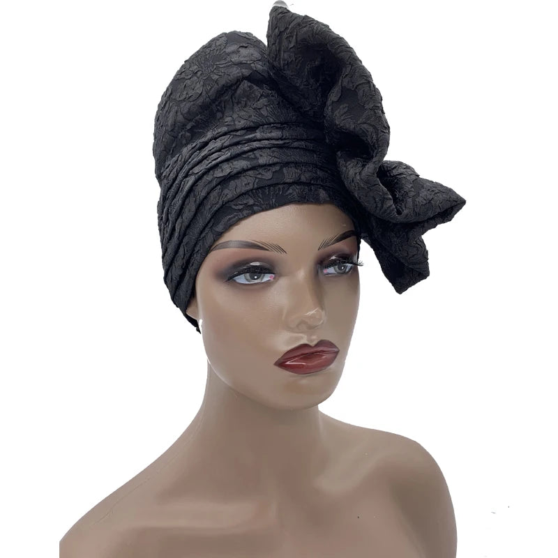 Big Flower Turban Bonnet Fashion Women's Head Wraps African Auto Gele Headties Muslim Headscarf Caps