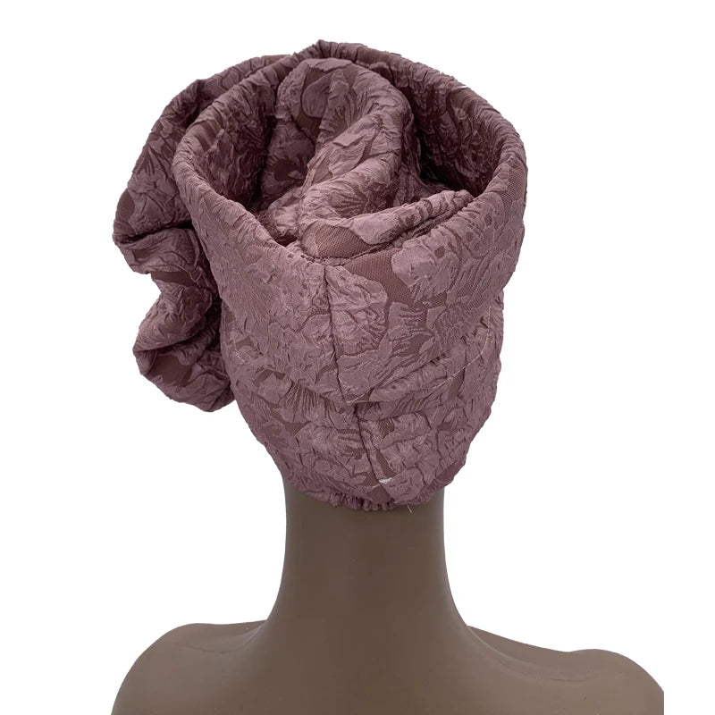 Big Flower Turban Bonnet Fashion Women's Head Wraps African Auto Gele Headties Muslim Headscarf Caps