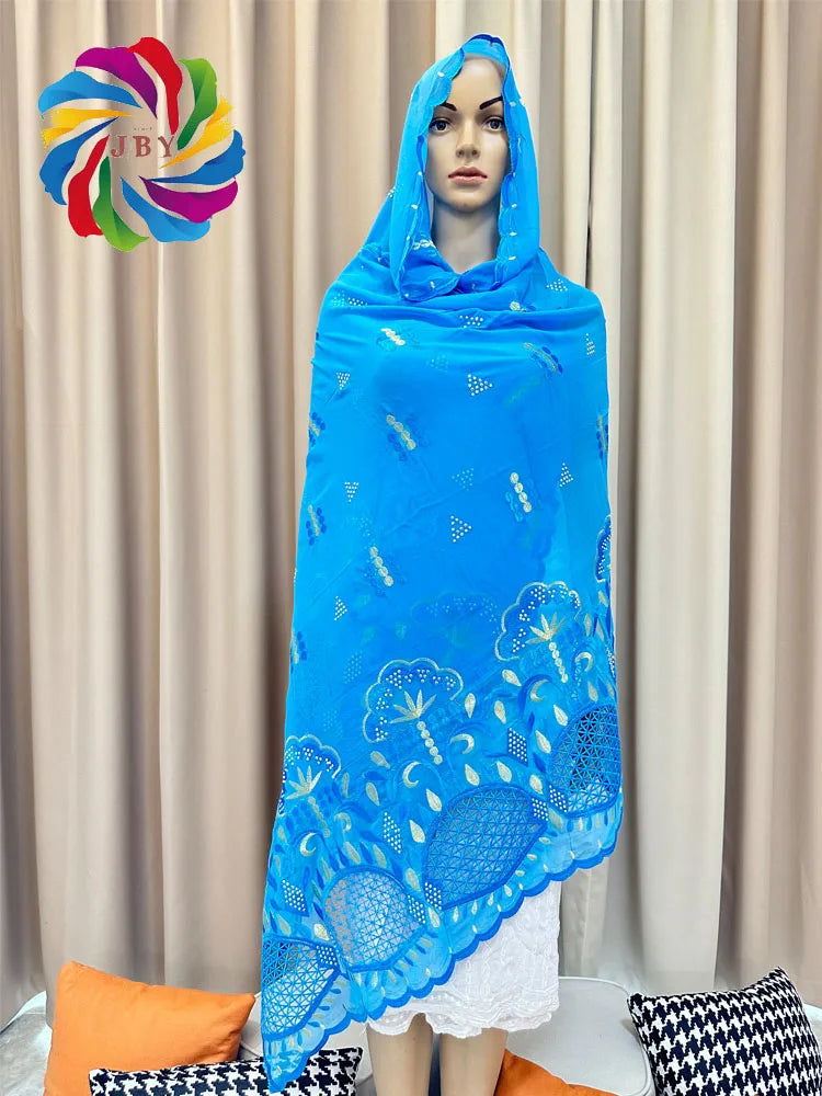 2023 Muslim Ramadan Hijab Femme Musulman Foulard Hijabs For Woman African Islam Dubai Chiffon Embroider Scarf 200*100 Shawls