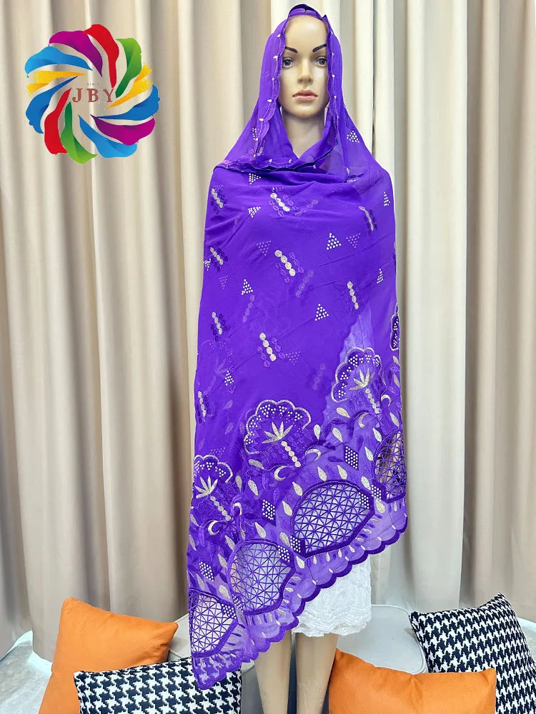 2023 Muslim Ramadan Hijab Femme Musulman Foulard Hijabs For Woman African Islam Dubai Chiffon Embroider Scarf 200*100 Shawls