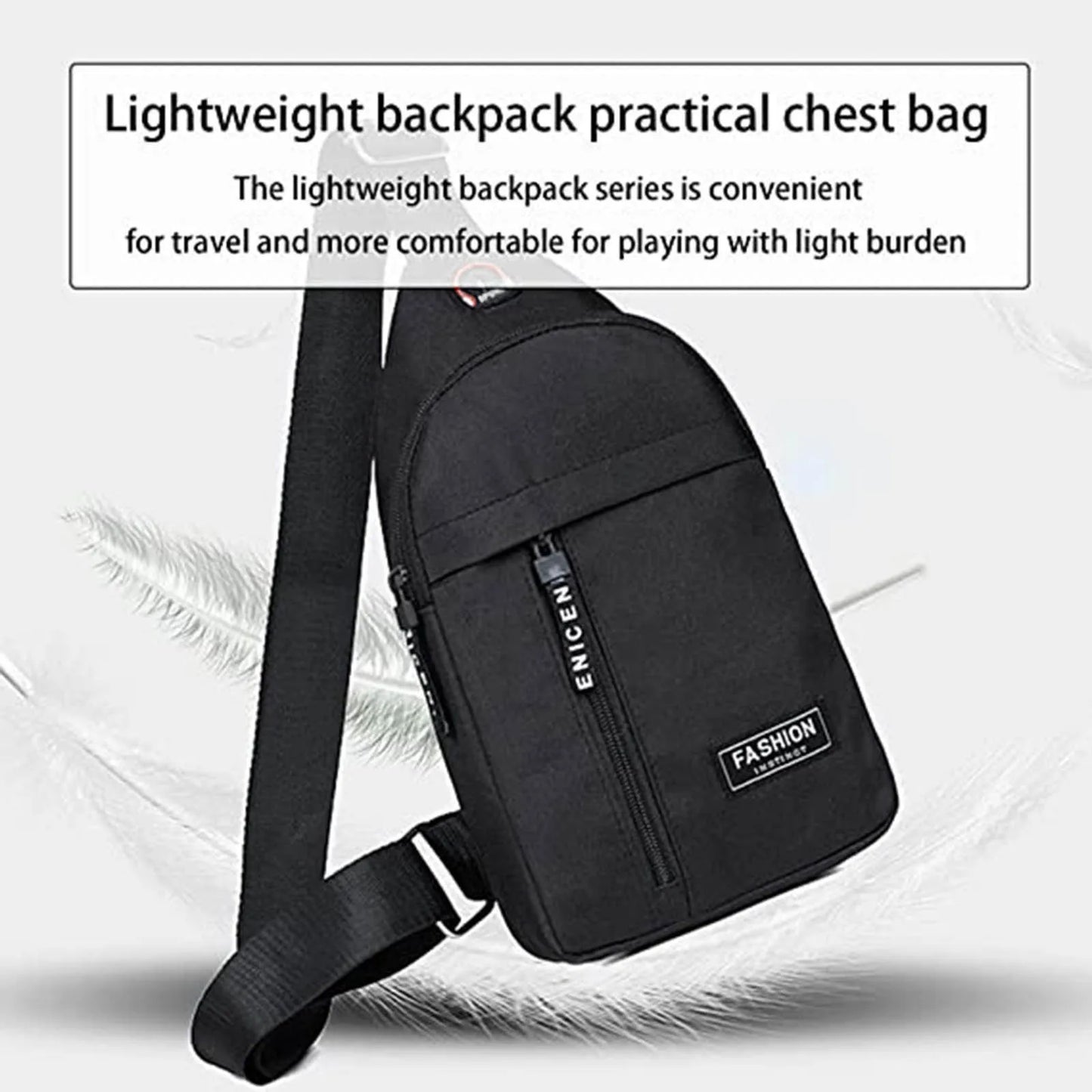 Men Solid Crossbody Chest Bag Multipurpose Sling Purse One Strap Zipper Travel Sports Bag Fashion Lightweight Shoulder Bag Male