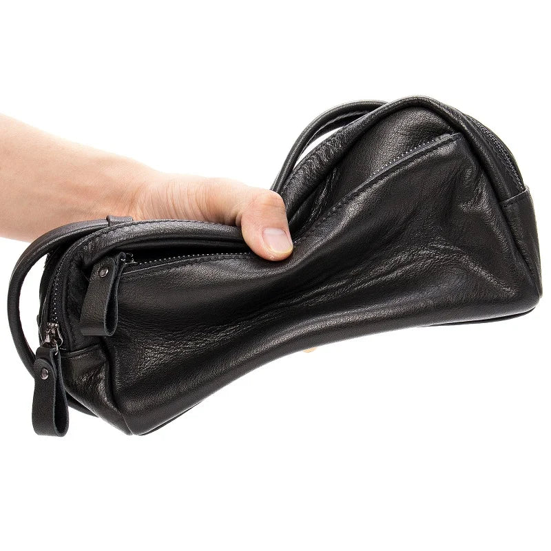 GENODERN Men's Leather Large Capacity Soft Leather Clutch First Layer Leather Handbag