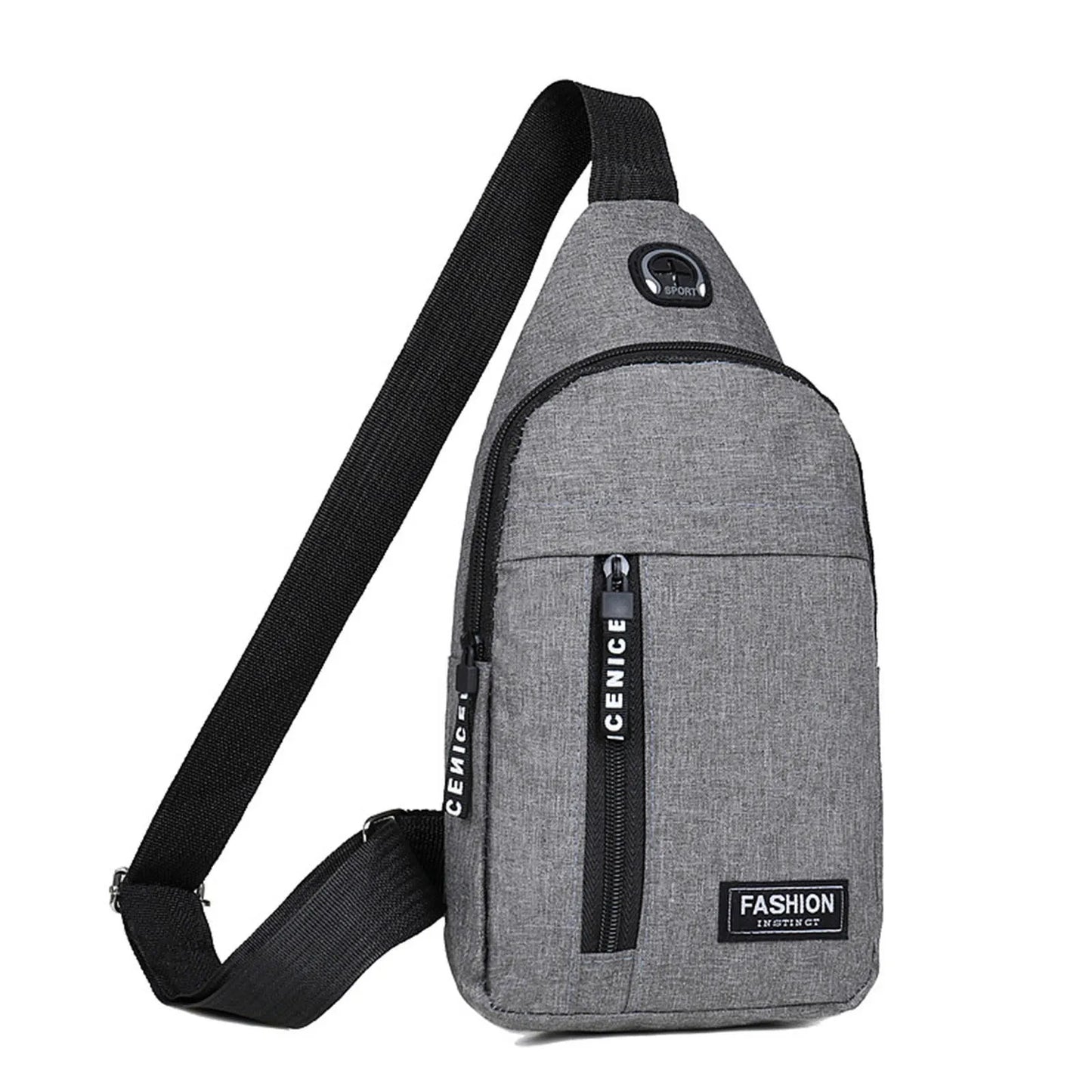 Men Solid Crossbody Chest Bag Multipurpose Sling Purse One Strap Zipper Travel Sports Bag Fashion Lightweight Shoulder Bag Male