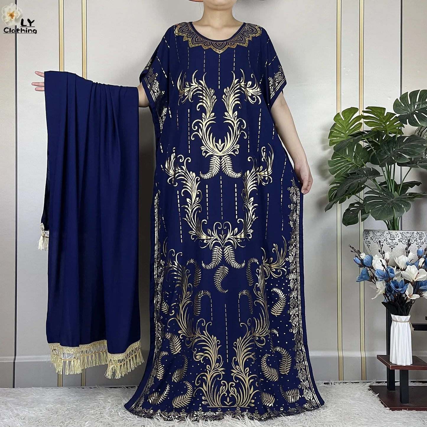 New Summer Abaya For Women Casual Short Sleeve Soft Cotton Dress Dubai Kaftan Loose Lady Maxi Islam African Dress With Big Scarf