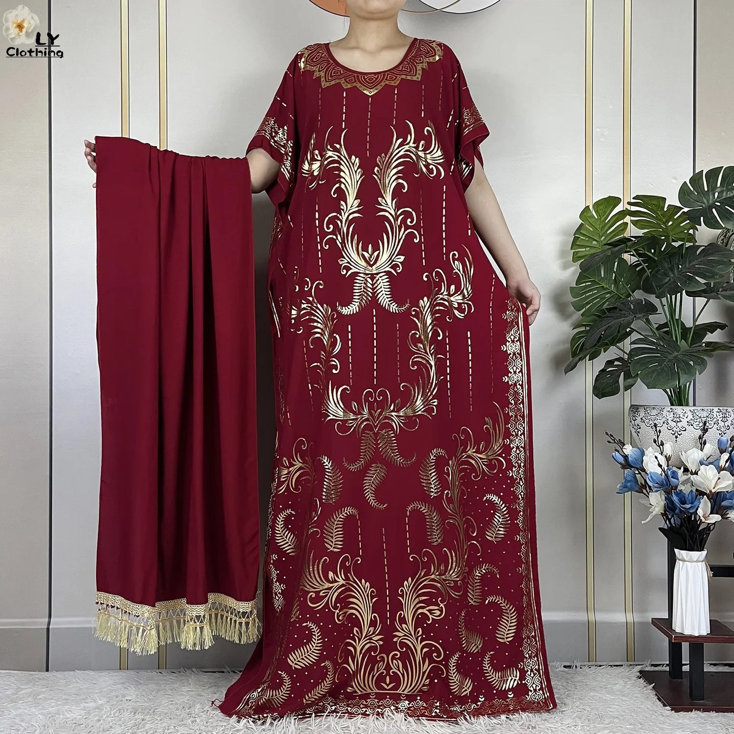 New Summer Abaya For Women Casual Short Sleeve Soft Cotton Dress Dubai Kaftan Loose Lady Maxi Islam African Dress With Big Scarf