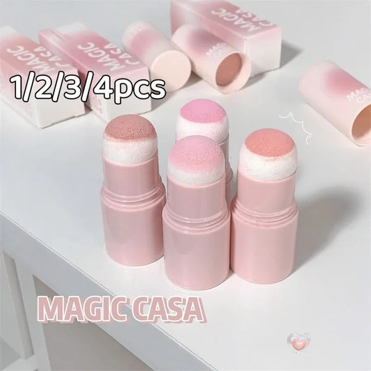 1/2/3/4pcs Double-ended Blush Stick Soft Face Brightening Contouring Shadow Powder Peach Pink Cheek Tint Makeup Cosmetics