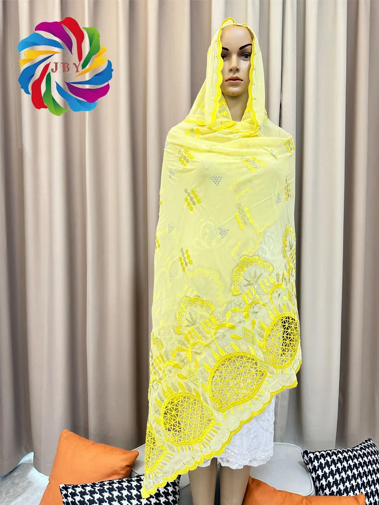 2023 Muslim Ramadan Hijab Femme Musulman Foulard Hijabs For Woman African Islam Dubai Chiffon Embroider Scarf 200*100 Shawls