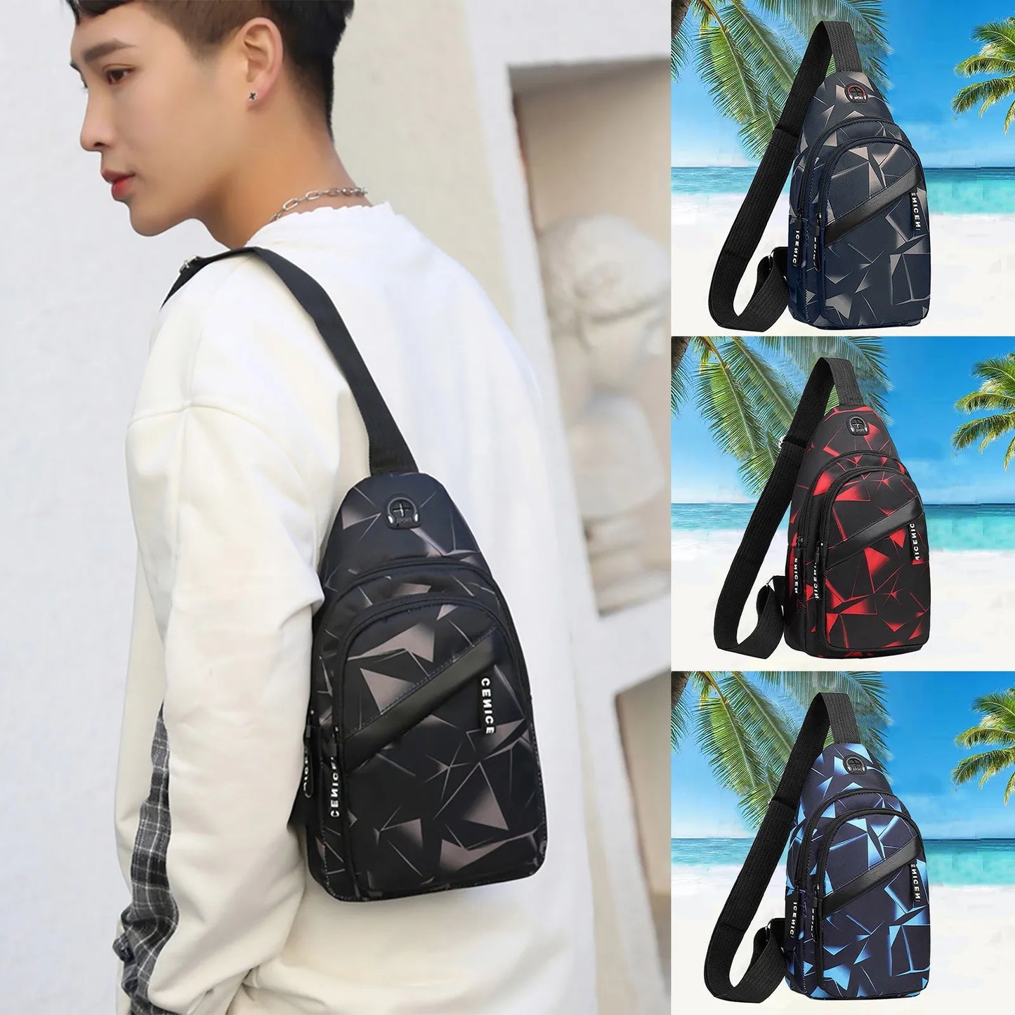 2023 Men's Chest Bag Fashion Camouflage Men's Messenger Bag New Multifunction Leisure Bag Canvas Small Shoulder Bag Daily