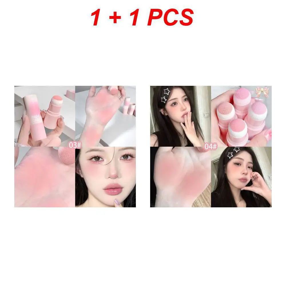 1/2/3/4pcs Double-ended Blush Stick Soft Face Brightening Contouring Shadow Powder Peach Pink Cheek Tint Makeup Cosmetics