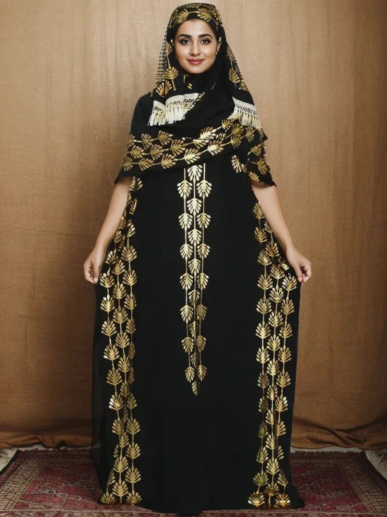 2024New Summer Loose Short Sleeve Cotton Robe Gold Stamping  Boubou Maxi Islam Femme Dress With Big Scarf African Abaya Clothes