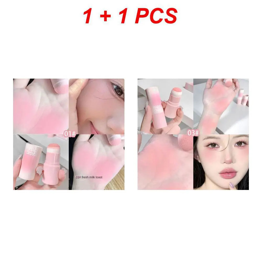 1/2/3/4pcs Double-ended Blush Stick Soft Face Brightening Contouring Shadow Powder Peach Pink Cheek Tint Makeup Cosmetics