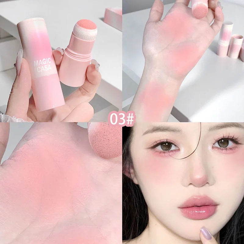 1/2/3/4pcs Double-ended Blush Stick Soft Face Brightening Contouring Shadow Powder Peach Pink Cheek Tint Makeup Cosmetics