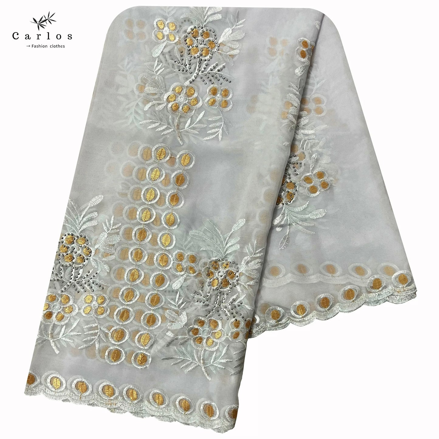 2023 Latest African Women High Quality Chiffon Material Scarf Big Circle Design Muslim Embroidery Hijab for Shawls Pashmina