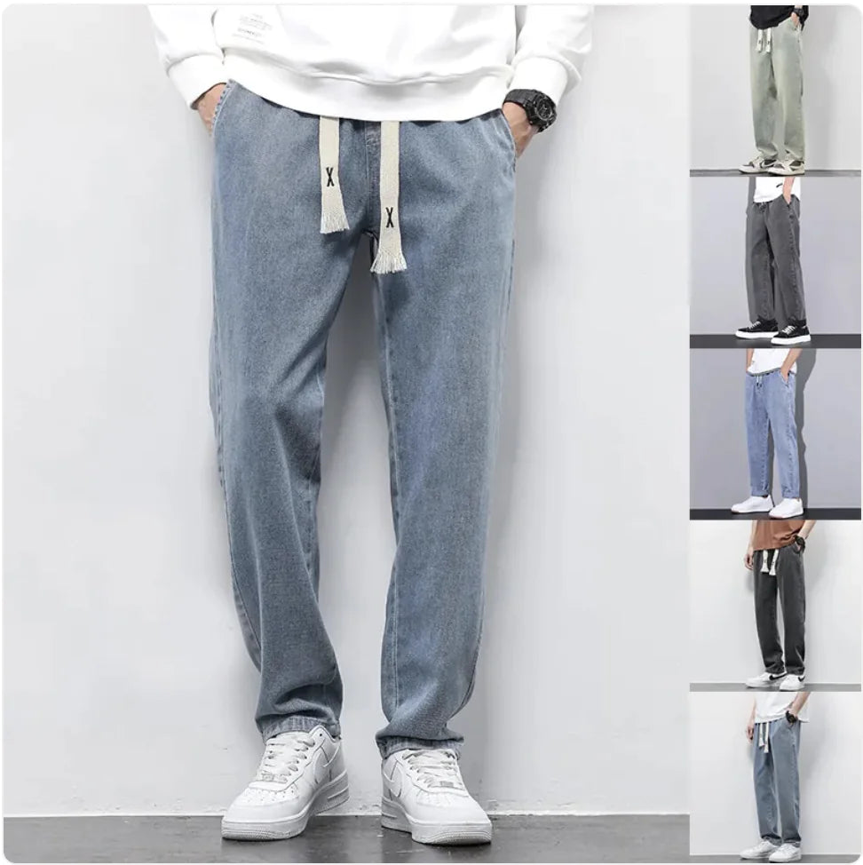 Men's Summer Wide-Leg Drawstring Jeans