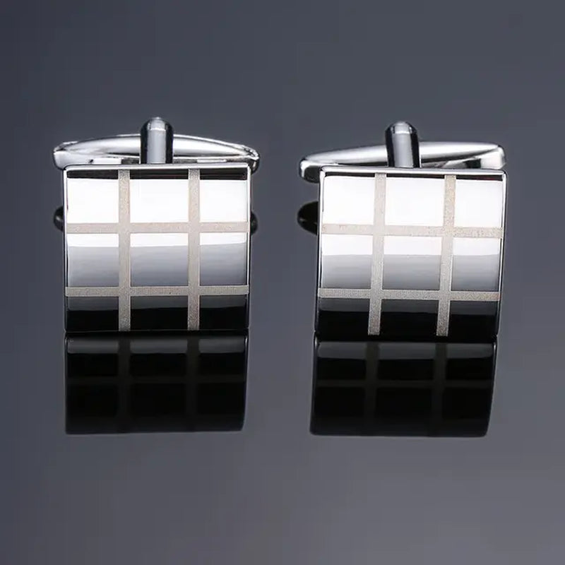 High Quality Brass Material Silvery Laser Pattern Building Block Cufflink Fashion Men'S French Shirt Cufflinks Wholesale Retail