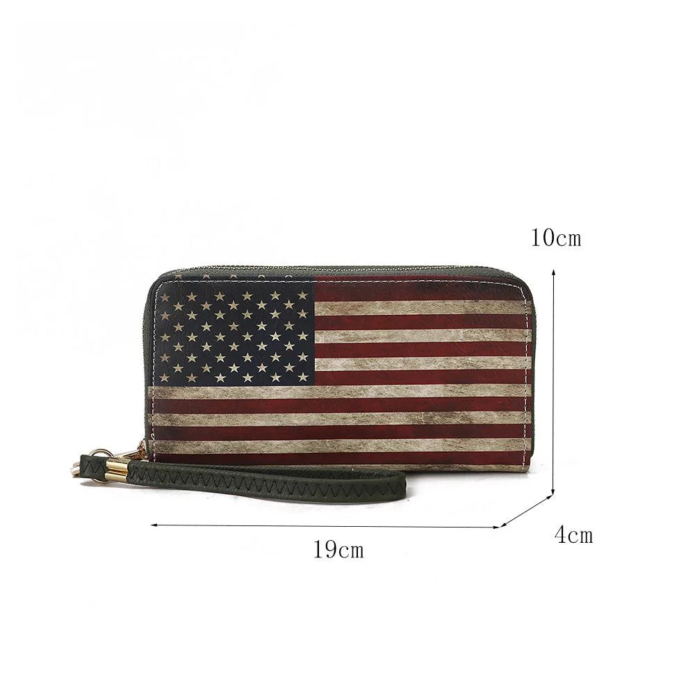 Uriel Vegan Leather Womens FLAG Wristlet Wallet by Mia K